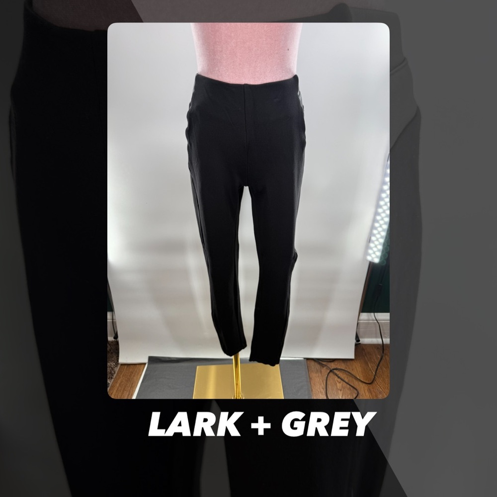EUC Lark + Grey Faux Leather Embellished Leggings